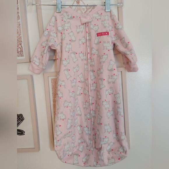 🎁 5/$25- Sleep Sack, 0-9 months,  pink cat print - Picture 2 of 6